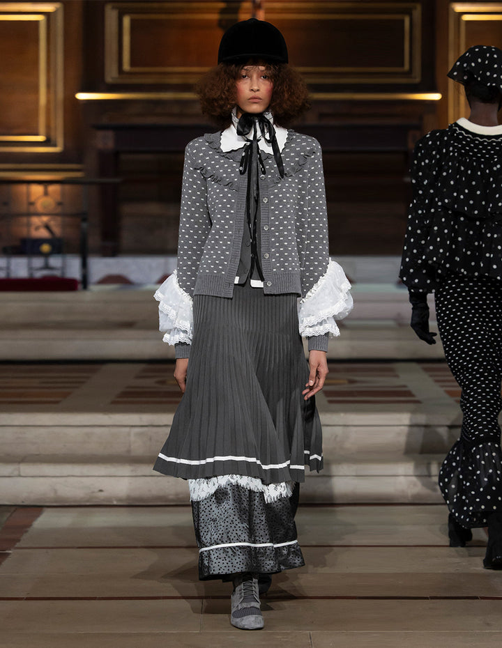 BORA AKSU Stretchy A-Line Pleated Knit Knee-Length Skirt