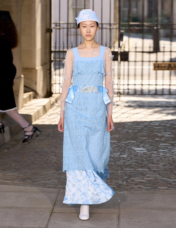 BORA AKSU Bow-Embellished Lace Slip Dress