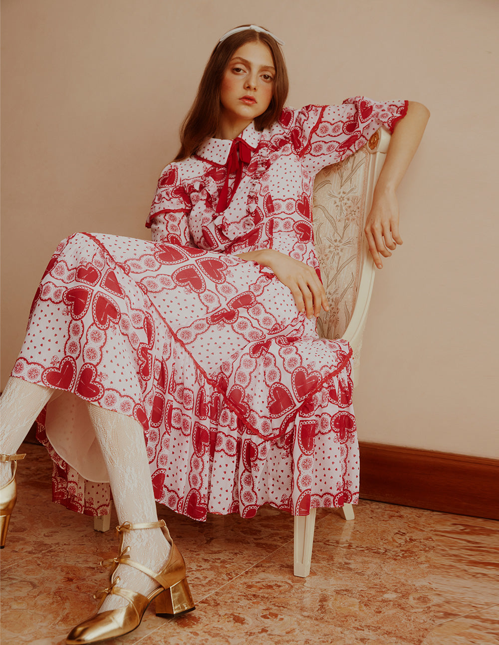 BORA AKSU Peter Pan Collar Print Dress