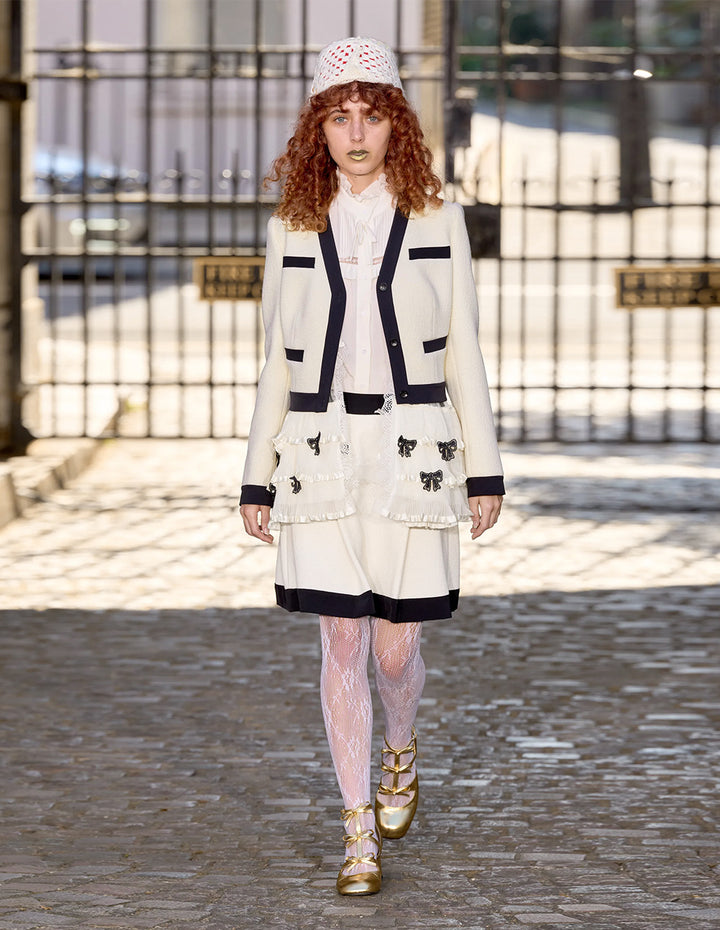 BORA AKSU Black Patchwork Pleated Skirt