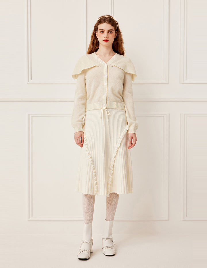 BORA AKSU V-Neck Long Sleeve Shawl Collar Knit Cardigan