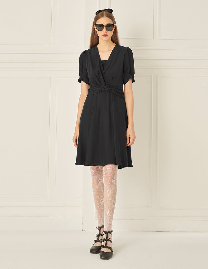 BORA AKSU Puff Sleeve Twist Waist Dress