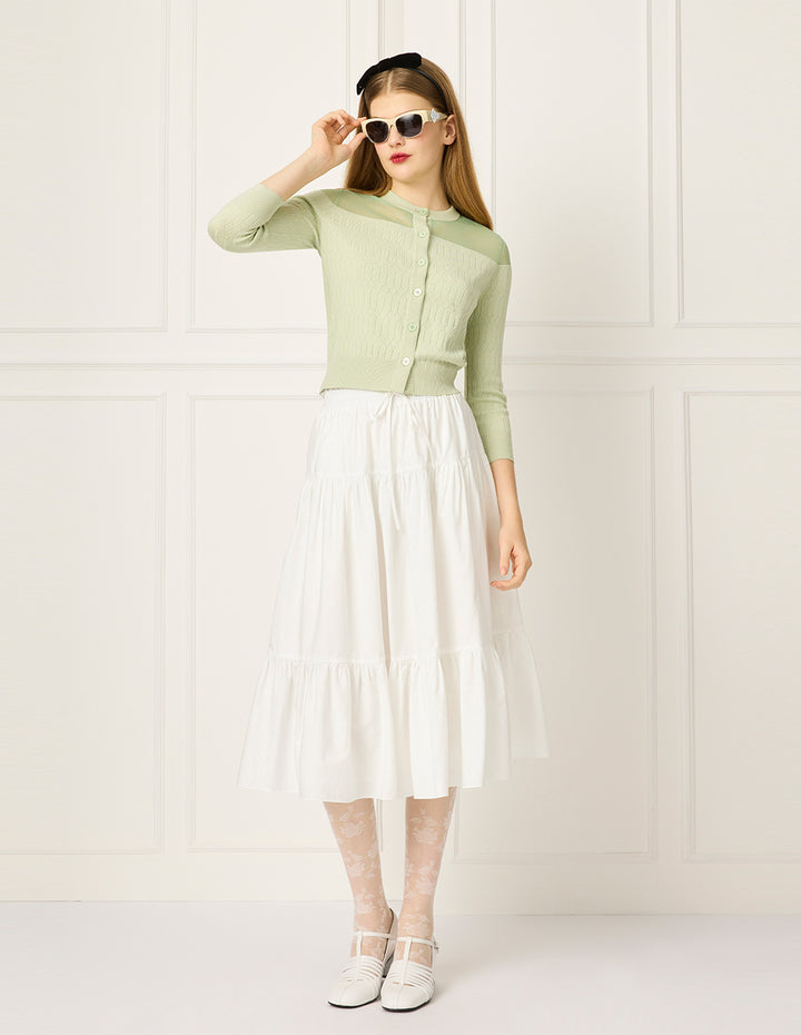 BORA AKSU Cinched Waist & Drawstring Pleated Knee-Length Skirt