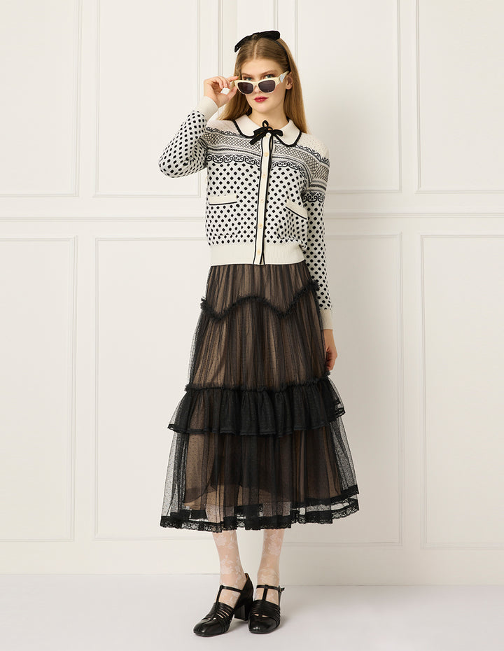 BORA AKSU Layered Ruffle Tulle Knee-length Skirt