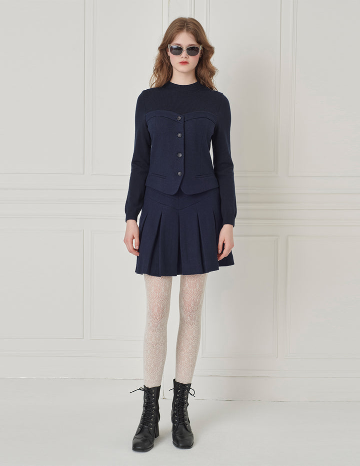 BORA AKSU Round-Collar Long-Sleeve Curved Splicing Knitted Pullover