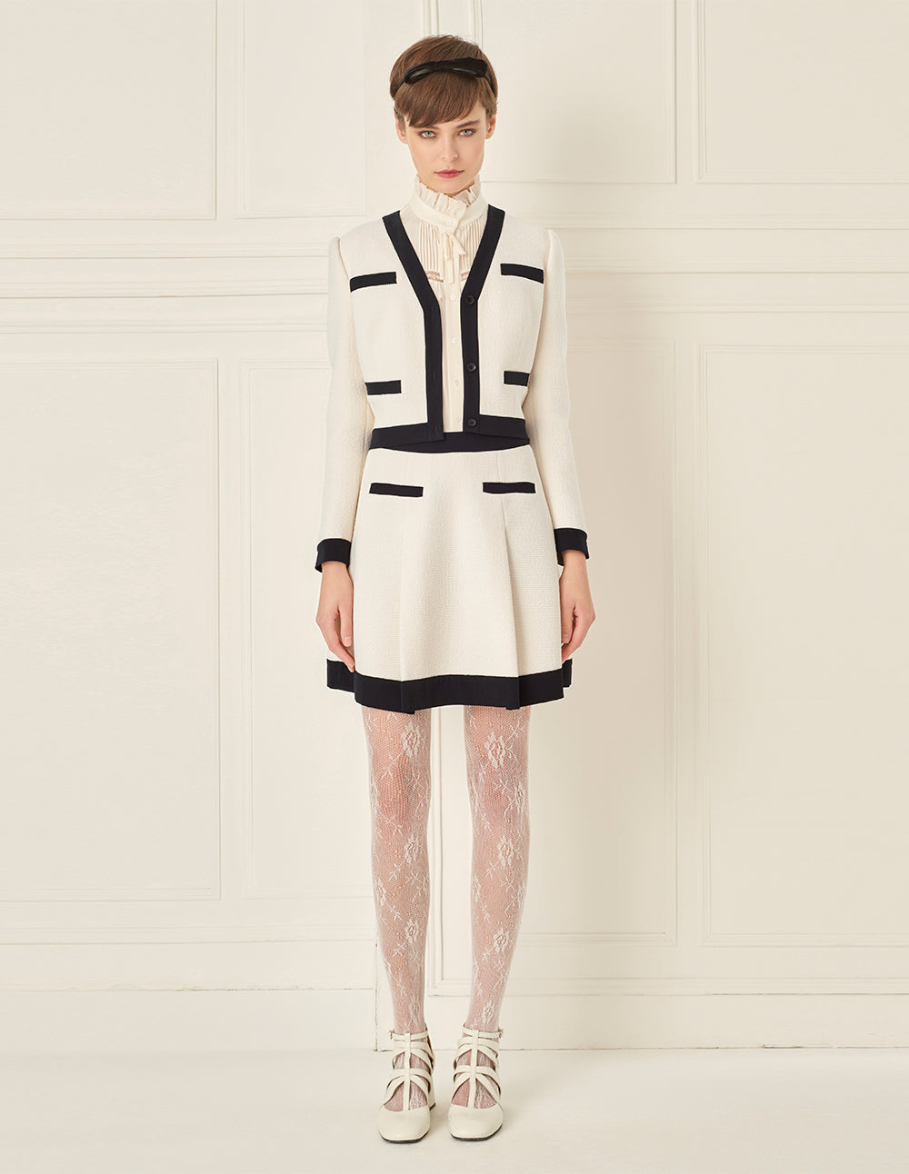 BORA AKSU Black Patchwork Pleated Skirt