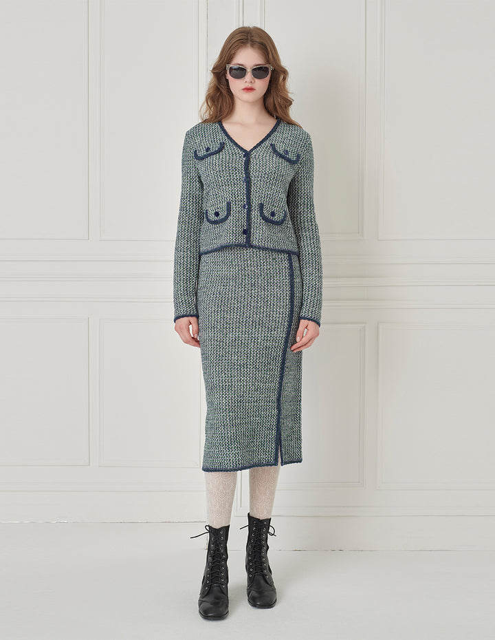 BORA AKSU 1/3 Split Slit Knitted Knee-Length Straight Skirt