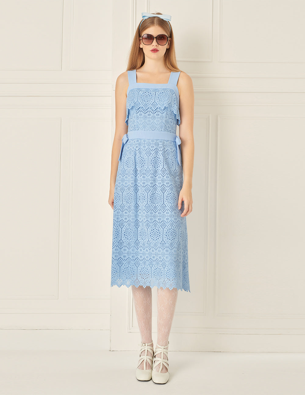 BORA AKSU Bow-Embellished Lace Slip Dress