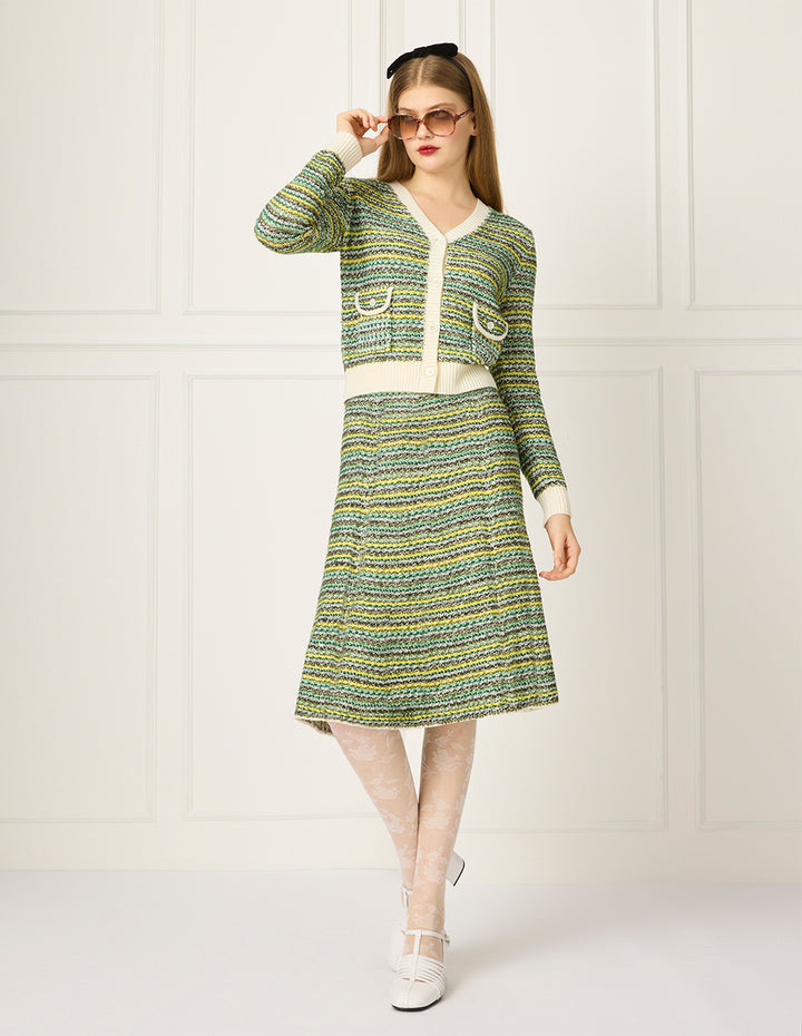 BORA AKSU knee-Length Mixed Tweed A-Line Skirt