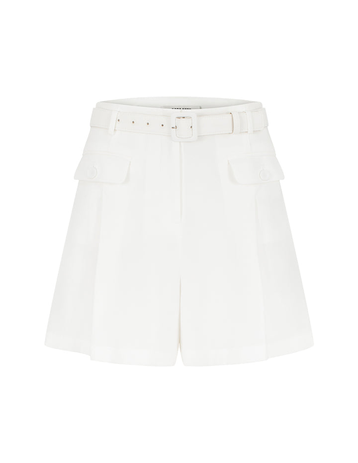 BORA AKSU Pure White A-Line Pleated Shorts
