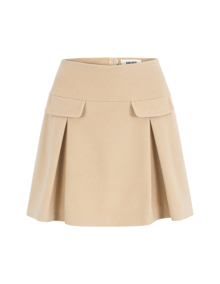 BORA AKSU High-Waisted A-Line Wide Pleated Wool Skirt