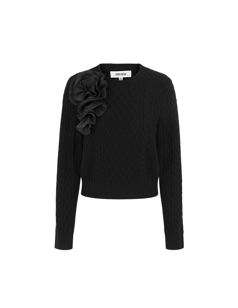 BORA AKSU Floral crew neck wool button-down sweater