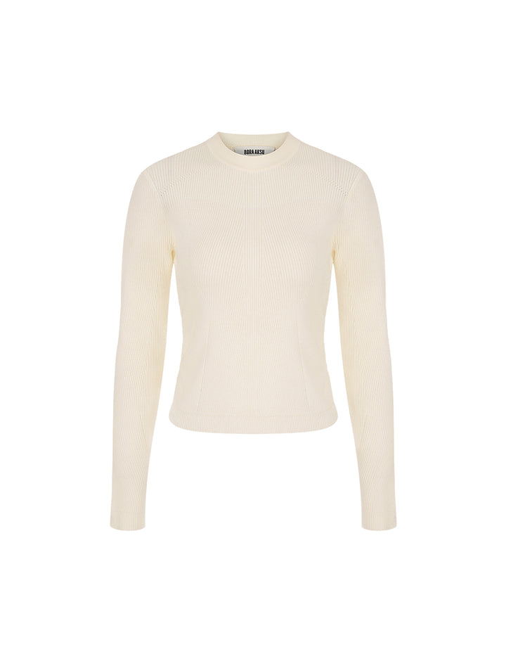 BORA AKSU Round-Neck Side-Drawstring Wool Rib Knit Base Layer