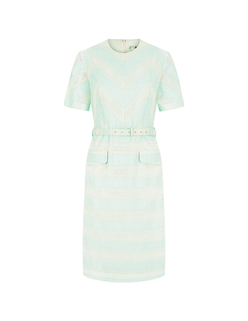 BORA AKSU Round-Neck Short-Sleeve Contrast-Color Stripes Midi Knit Dress