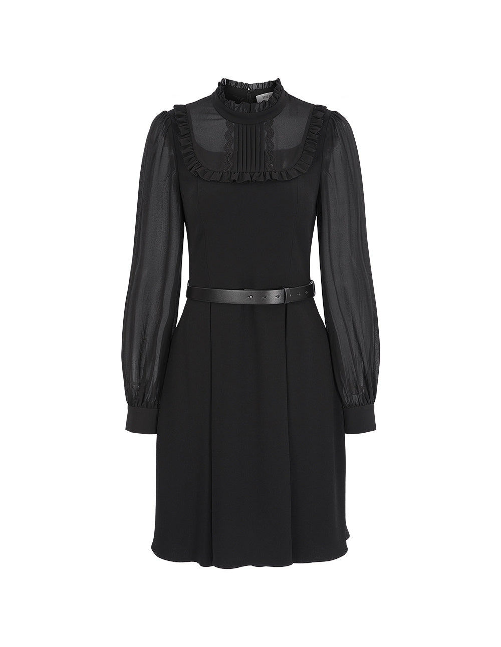 BORA AKSU Puff Sleeve Intellectual Stand Collar Belt Dress