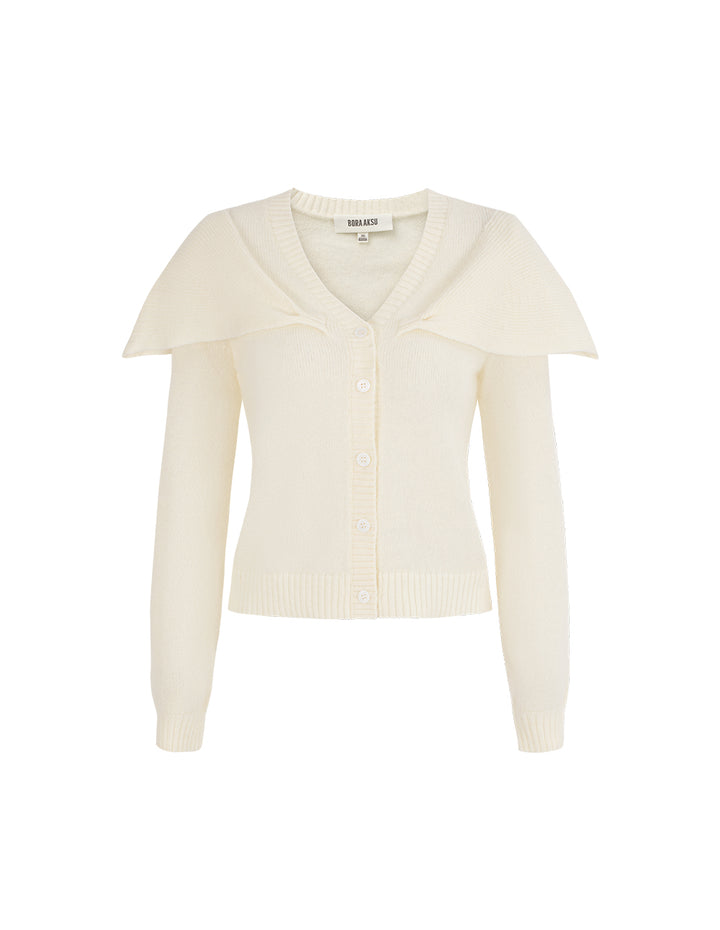 BORA AKSU V-Neck Long Sleeve Shawl Collar Knit Cardigan