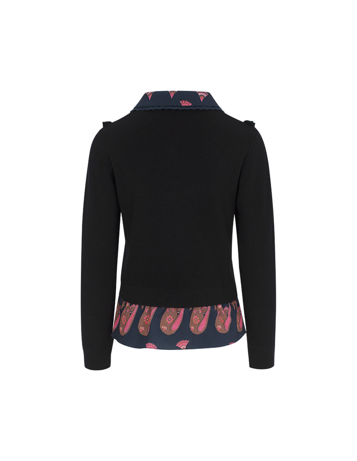 BORA AKSU Patchwork Knit Wool Printed Blouse