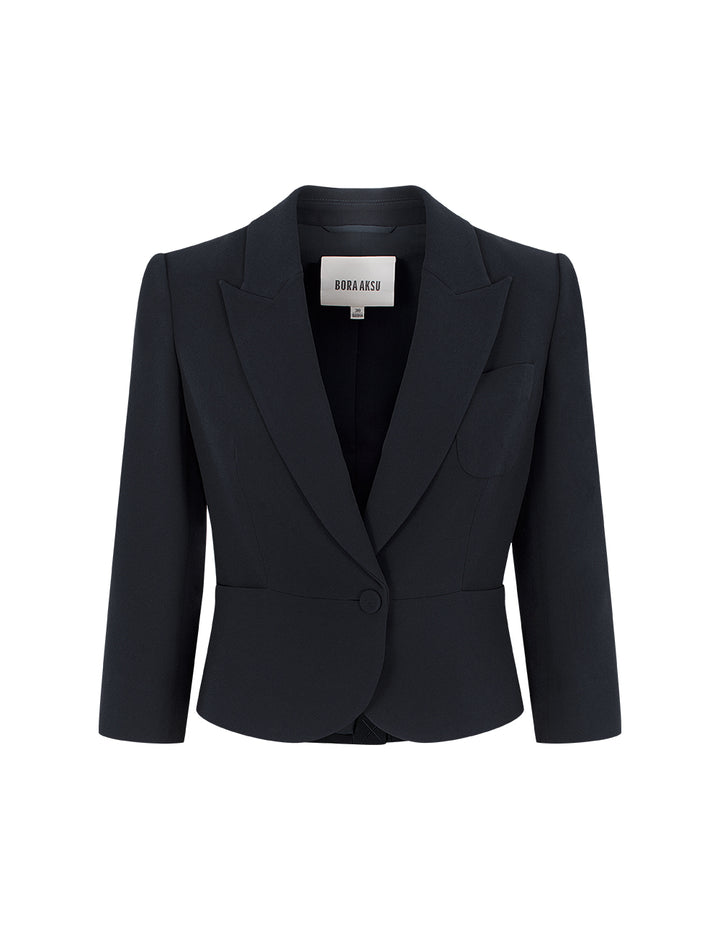 BORA AKSU Peaked Lapel Long-Sleeve Single-Button Cropped Blazer
