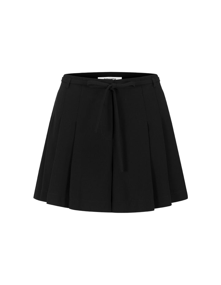 BORA AKSU Tie-Front Pleated Black Shorts