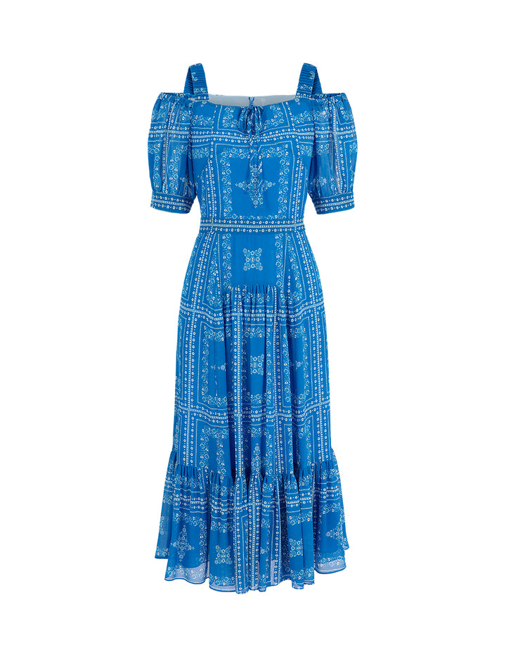 BORA AKSU Damascus Pattern Off-The-Shoulder Printed Dress