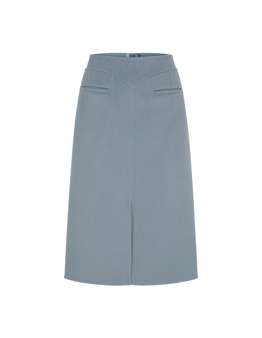 BORA AKSU Slit Knee-Length Straight Wool Blue Skirt