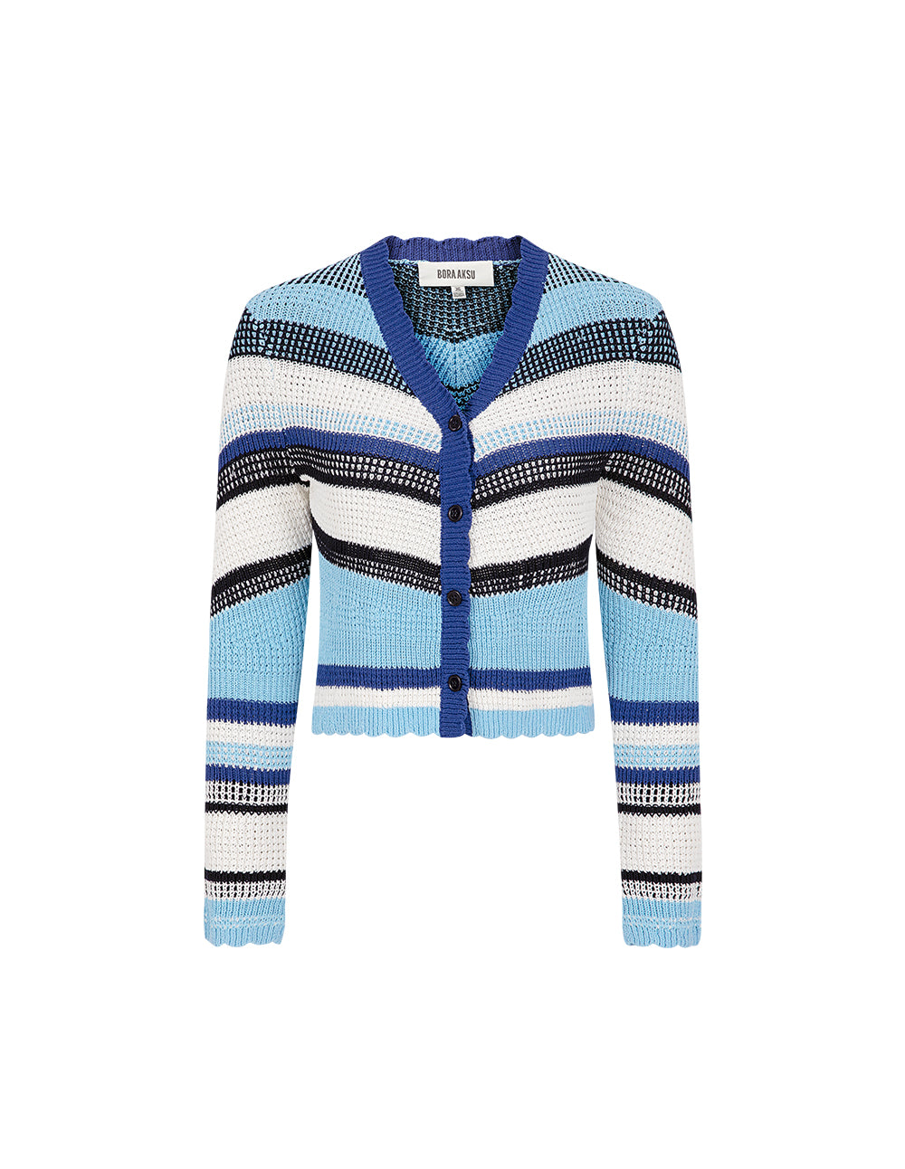 BORA AKSU Mid-Colour Striped V-Neck Long-Sleeved Knitted Cardigan