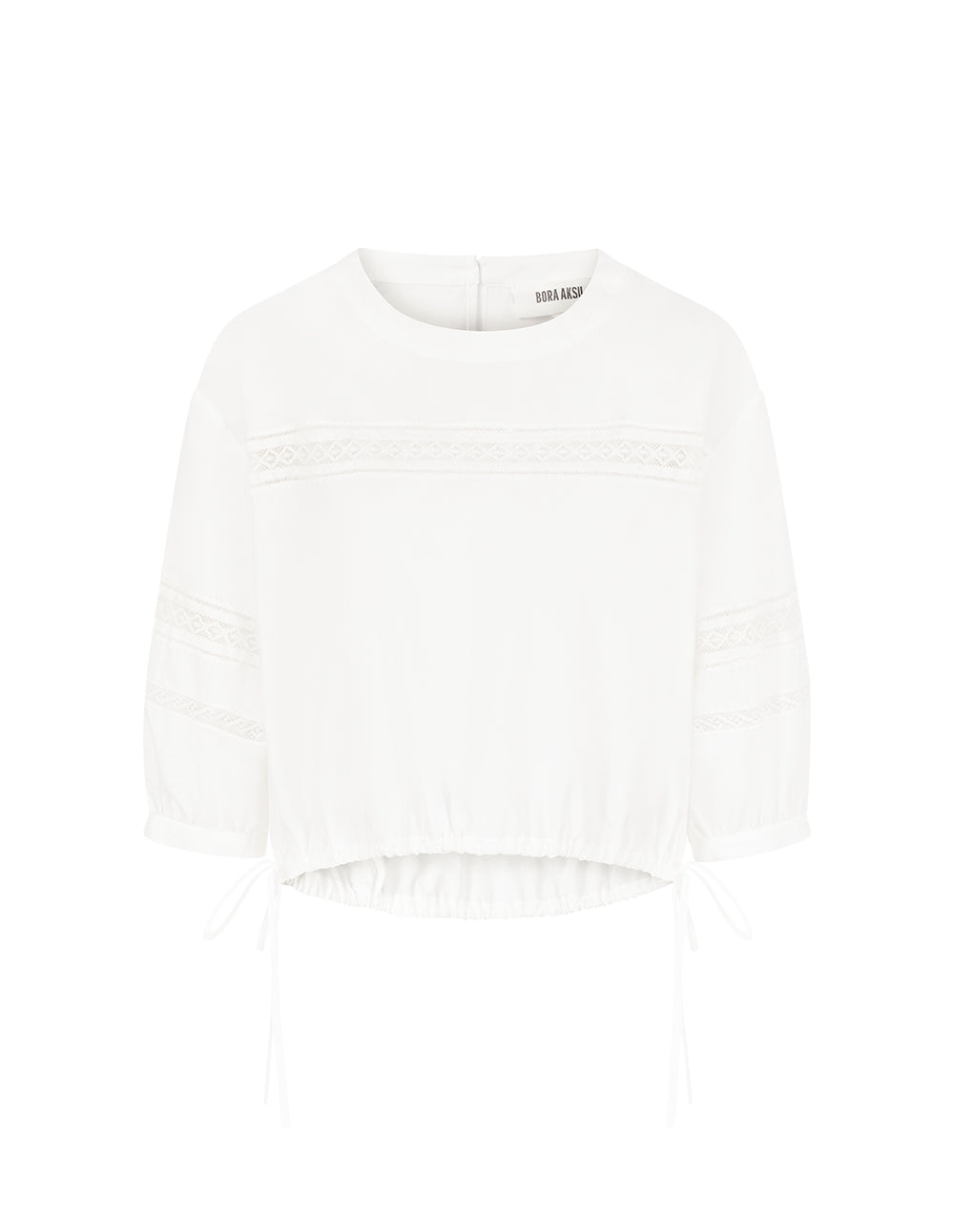 BORA AKSU Round Neck Puff Sleeve Elastic Tie T-Shirt