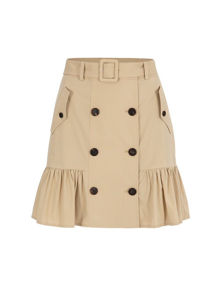 BORA AKSU Versatile A-Line Age-Reducing Khaki Pleated Skirt