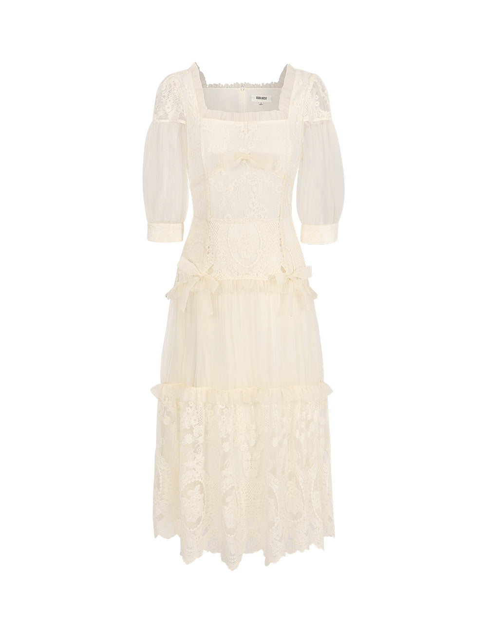 BORA AKSU Palace Style Lace Mesh Patchwork Pleated Dress