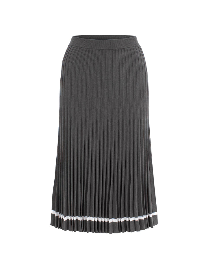 BORA AKSU Stretchy A-Line Pleated Knit Knee-Length Skirt