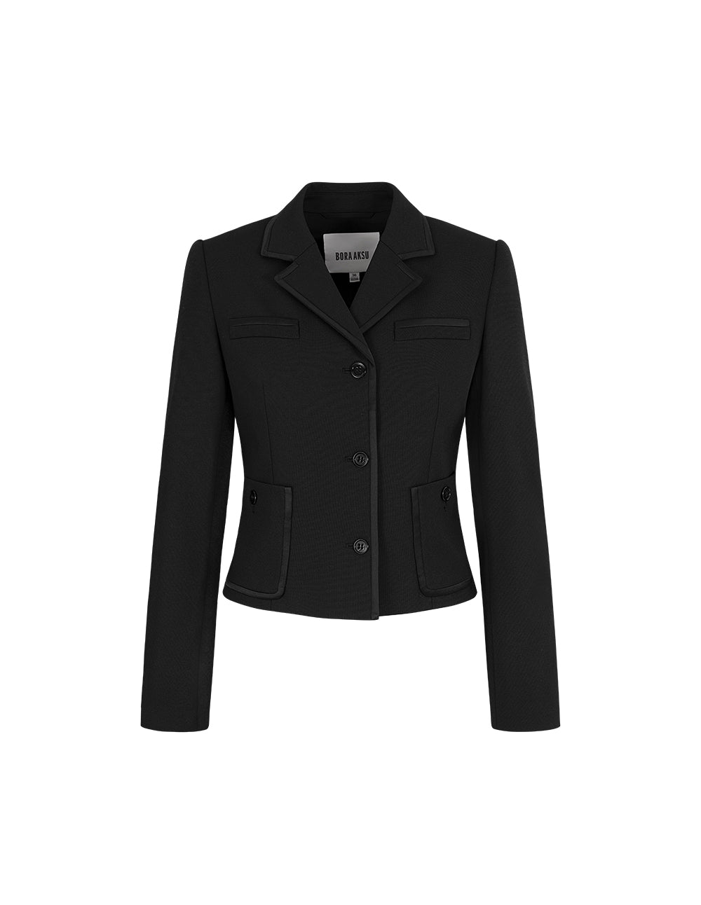 BORA AKSU Contrast Trim Fitted Cropped Blazer