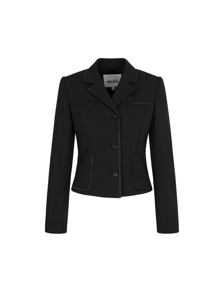 BORA AKSU Contrast Trim Fitted Cropped Blazer
