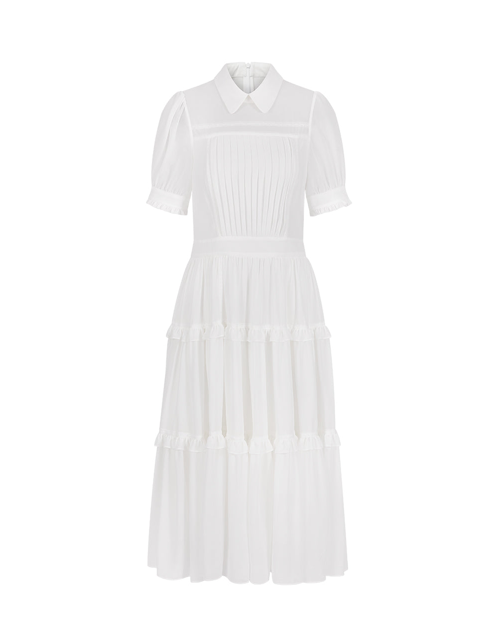 BORA AKSU Lace Puff Sleeve Pleated Dress