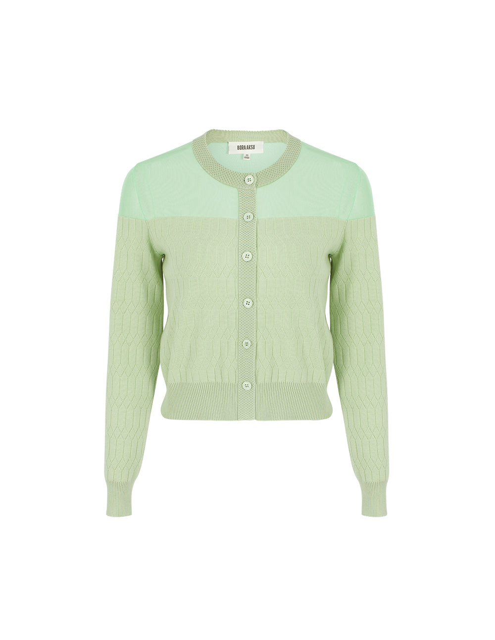 BORA AKSU Round Neck Long-Sleeved Patchwork Knitted Cardigan