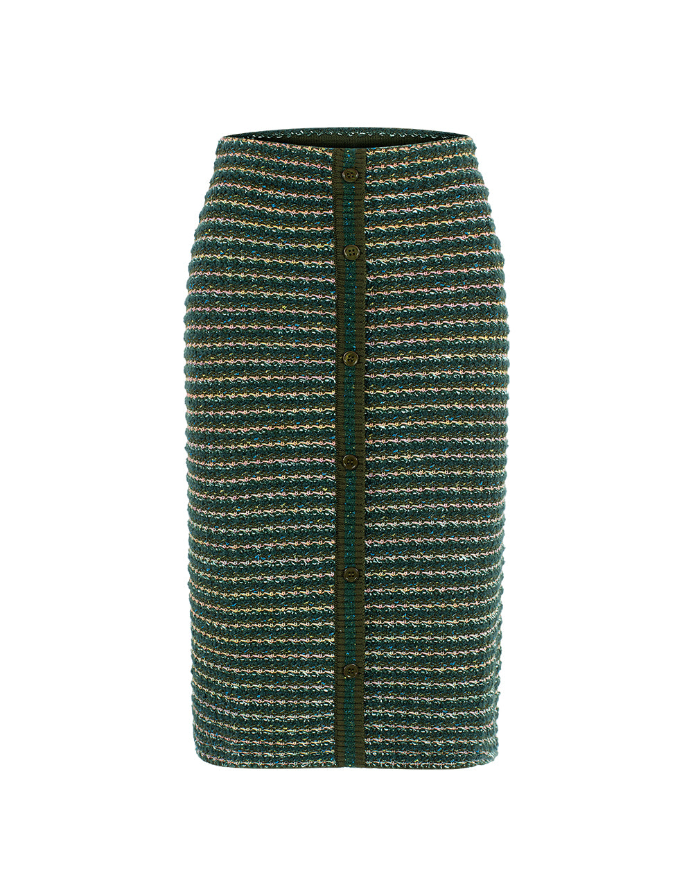 BORA AKSU Straight Pencil Blue-Green Variegated Knit Skirt