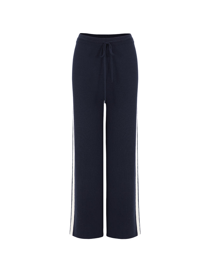 BORA AKSU Contrast-Color Striped Wide-Leg Straight Wool Pants