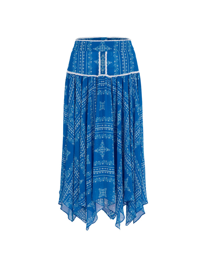 BORA AKSU Vintage Damascus Print Irregular Skirt