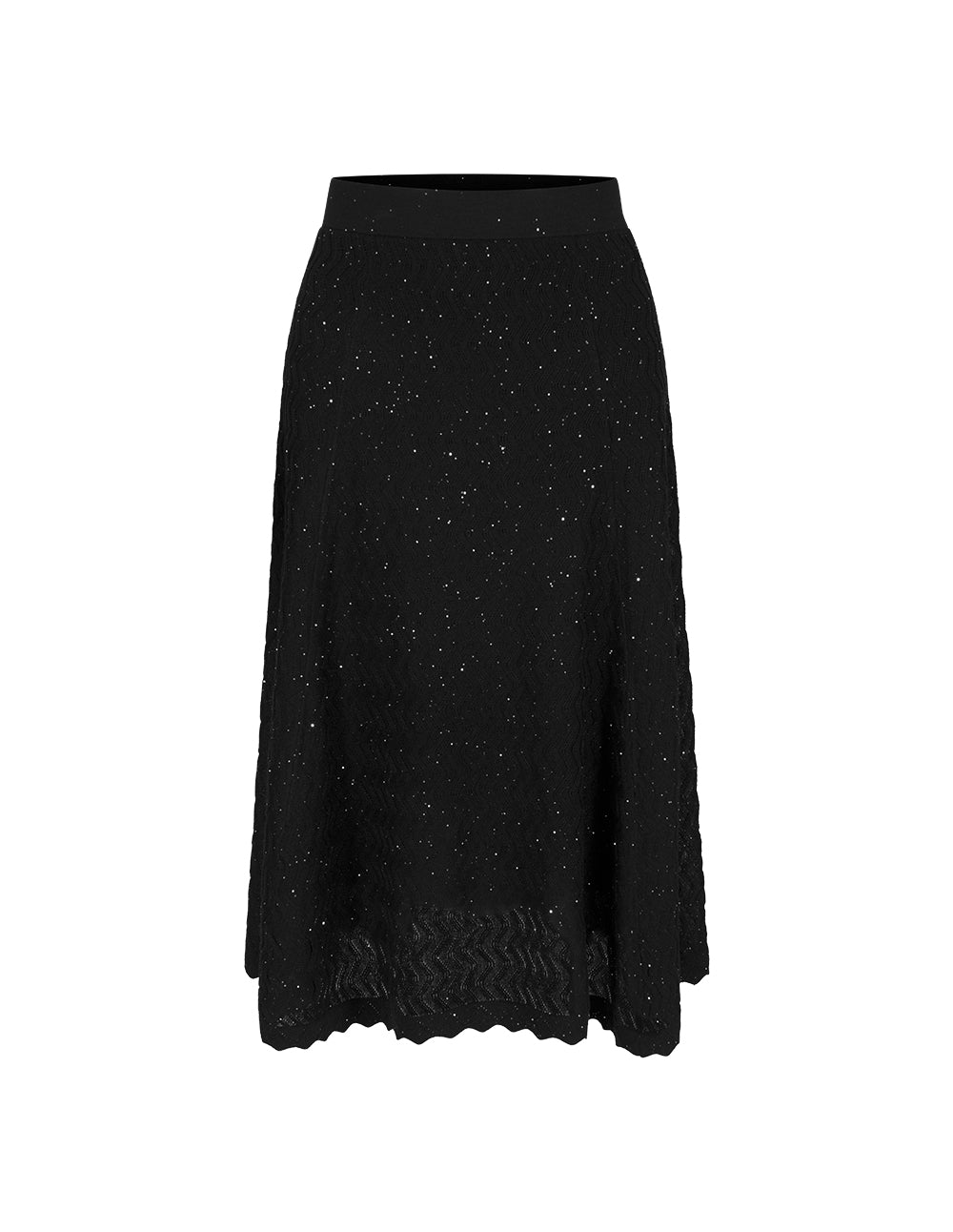 BORA AKSU A-line Sequined Knee-Length Pleated Knitted Skirt