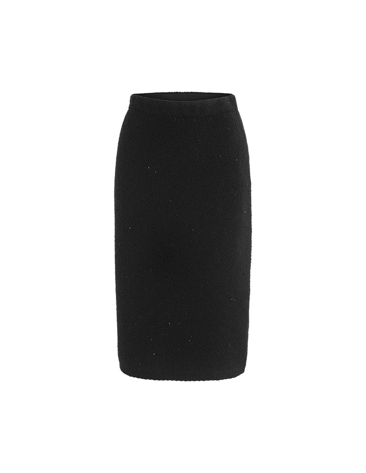 BORA AKSU Straight Fit Sequined Knee-Length Knit Skirt
