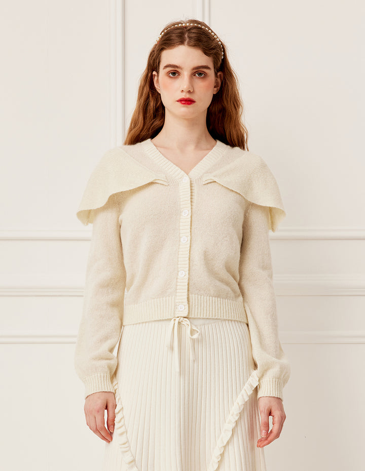 BORA AKSU V-Neck Long Sleeve Shawl Collar Knit Cardigan
