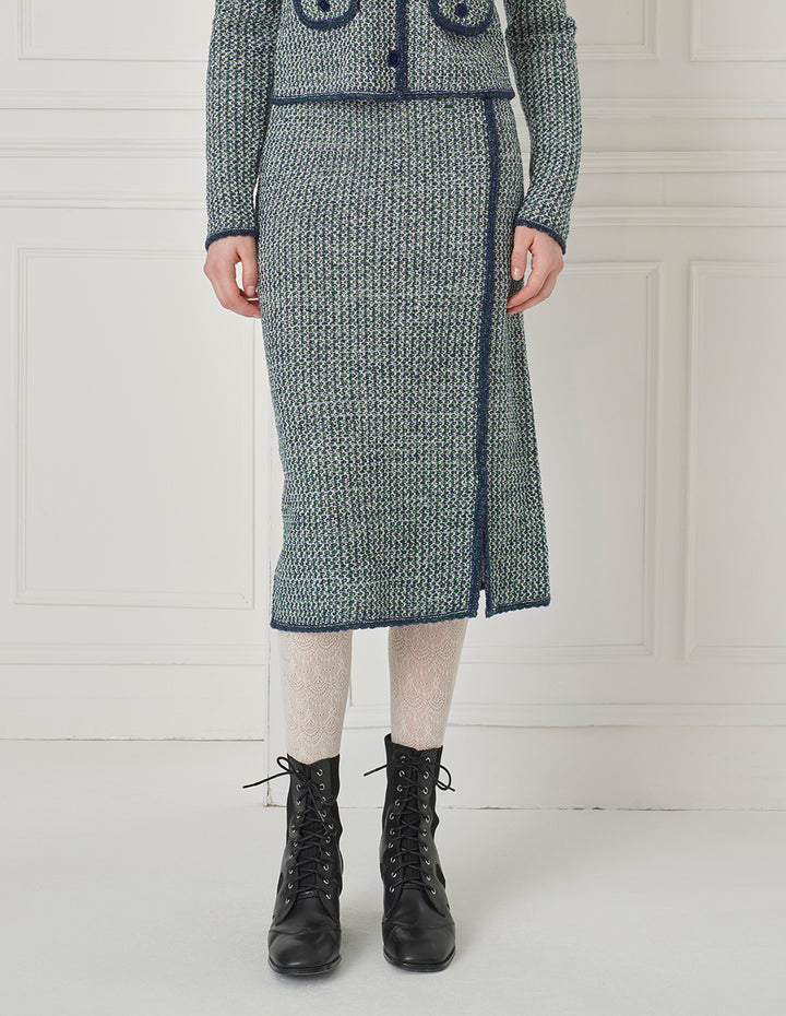 BORA AKSU 1/3 Split Slit Knitted Knee-Length Straight Skirt