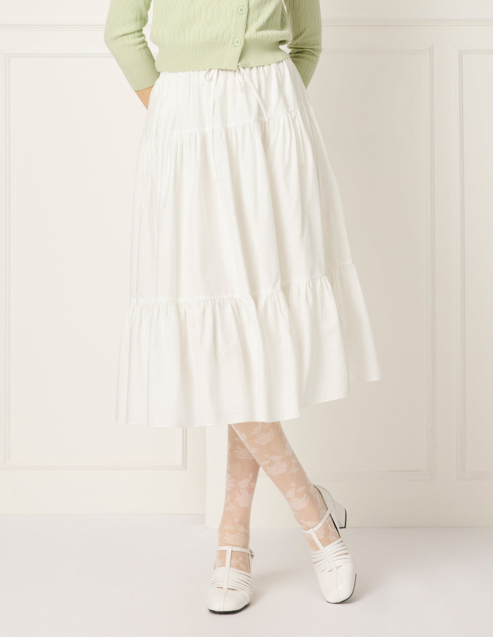 BORA AKSU Cinched Waist & Drawstring Pleated Knee-Length Skirt