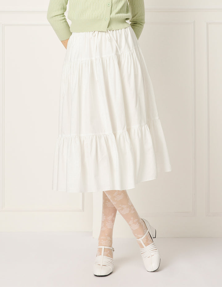 BORA AKSU Cinched Waist & Drawstring Pleated Knee-Length Skirt