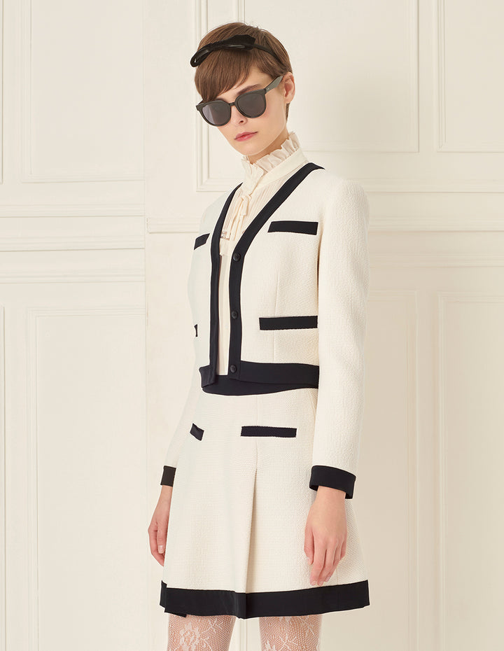 BORA AKSU Black Patchwork Pleated Skirt