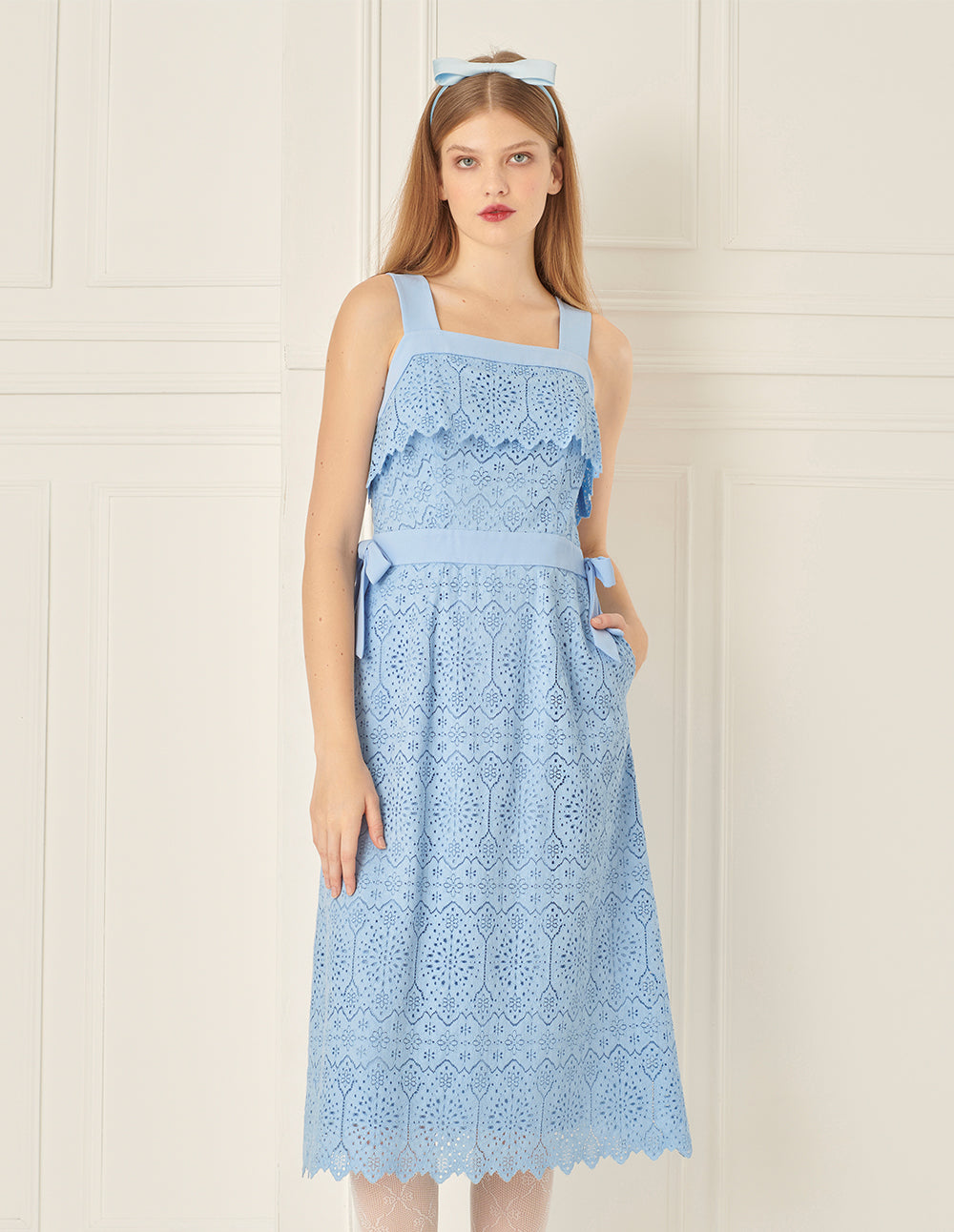 BORA AKSU Bow-Embellished Lace Slip Dress