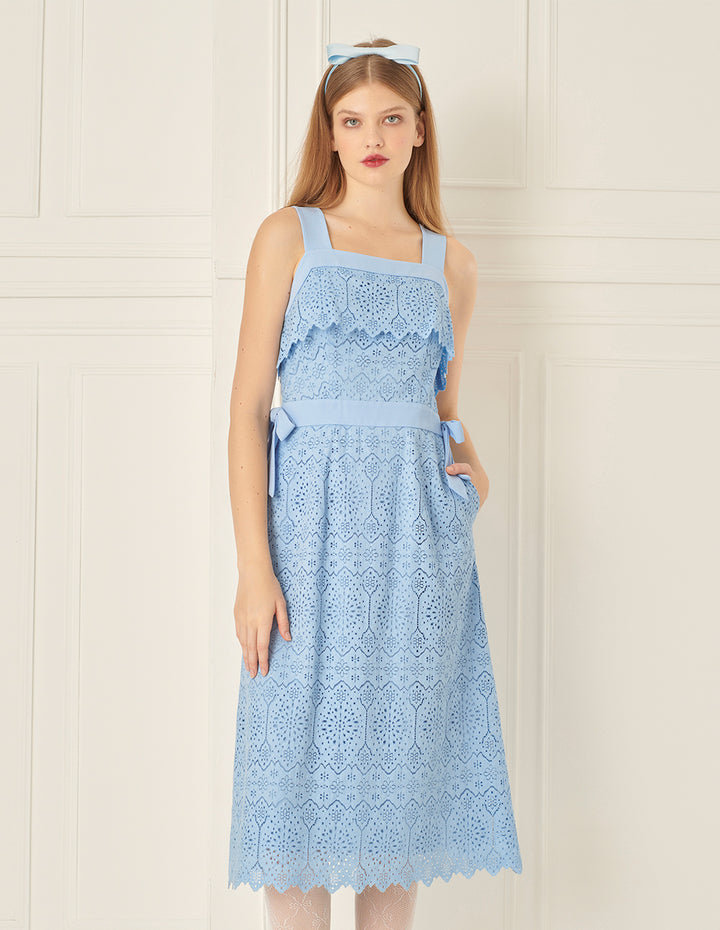 BORA AKSU Bow-Embellished Lace Slip Dress