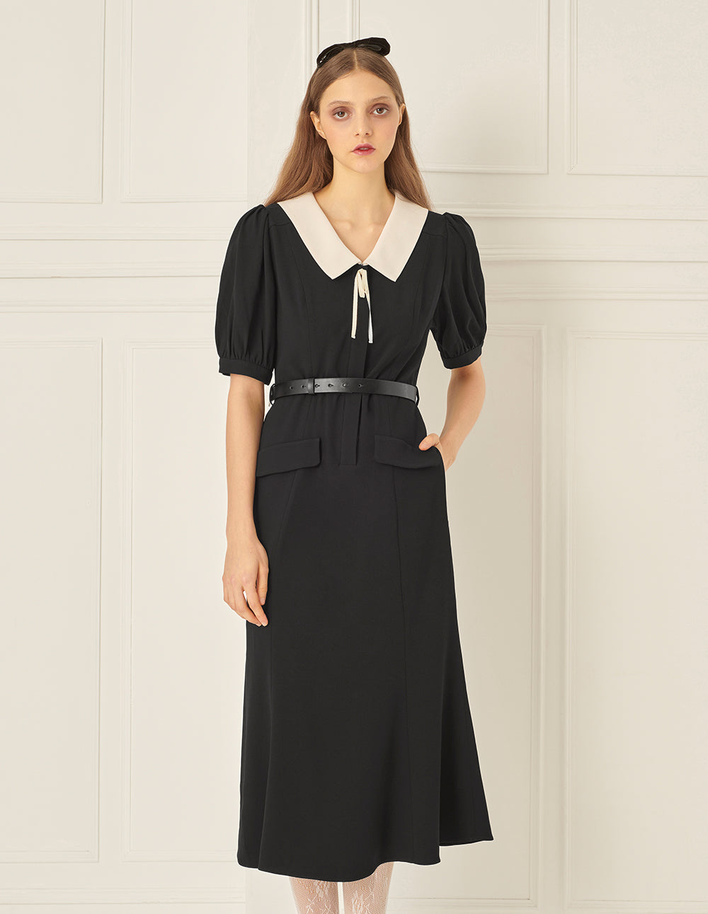 BORA AKSU Puff Sleeve Slim Fishtail Dress