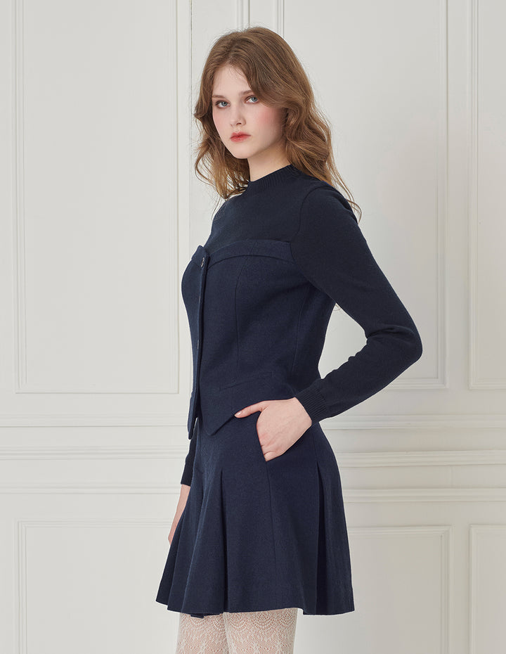 BORA AKSU Round-Collar Long-Sleeve Curved Splicing Knitted Pullover