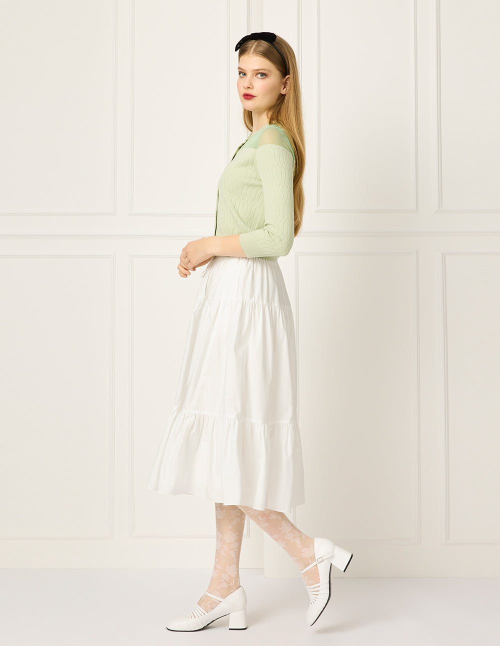 BORA AKSU Cinched Waist & Drawstring Pleated Knee-Length Skirt
