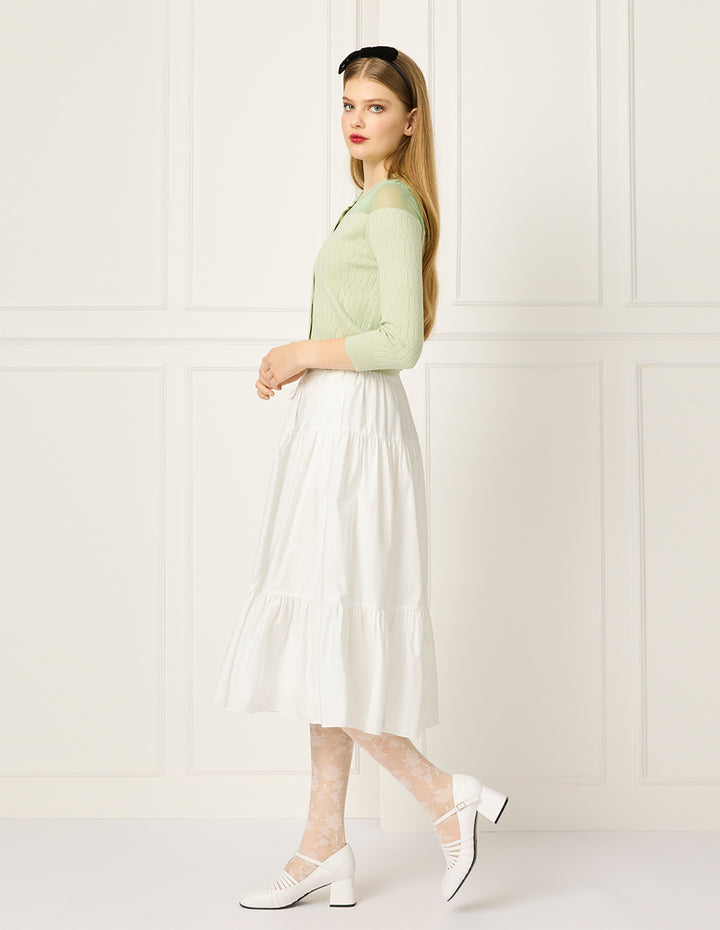 BORA AKSU Cinched Waist & Drawstring Pleated Knee-Length Skirt
